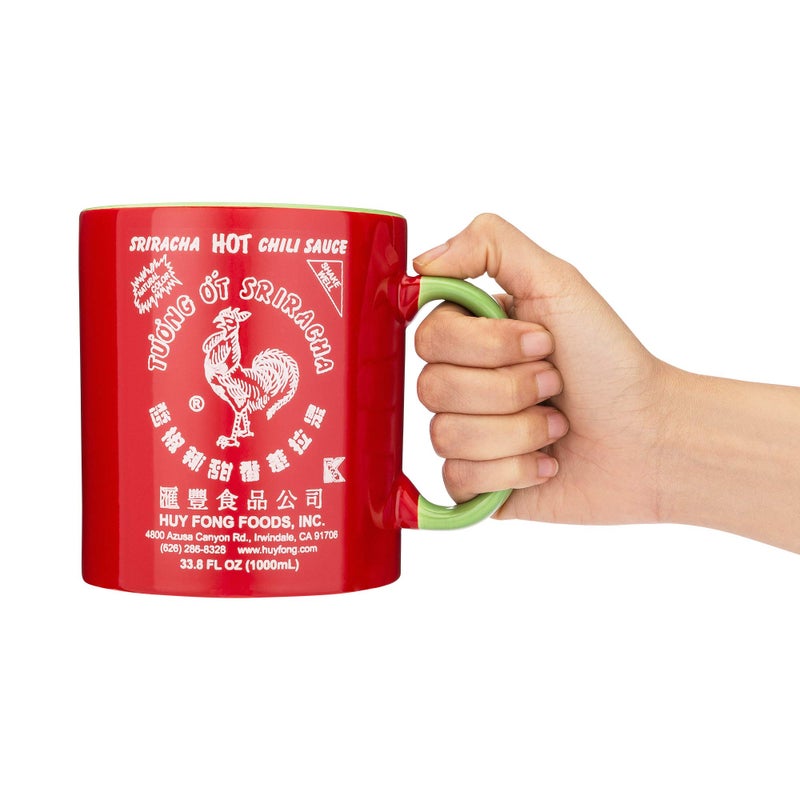 Sriracha2Go Extra-Large 33.8 oz Sriracha Hot Sauce Mug â€“ Oversized Ceramic Coffee Mug with Huy Fong Foods Sriracha Label â€“ Red & Green Design â€“ Fun Gift for Sriracha Lovers, Men & Women - Image 3